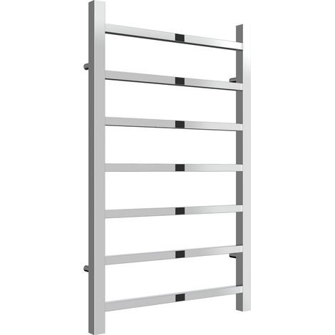 Reina Serena Square Tube Heated Towel Rail 800mm H x 500mm W Chrome (1/4)