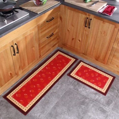 Tapis - Antidérapant - 2 PCS - 40x120cm + 40x60cm - Rose - Cuisine (1/4)