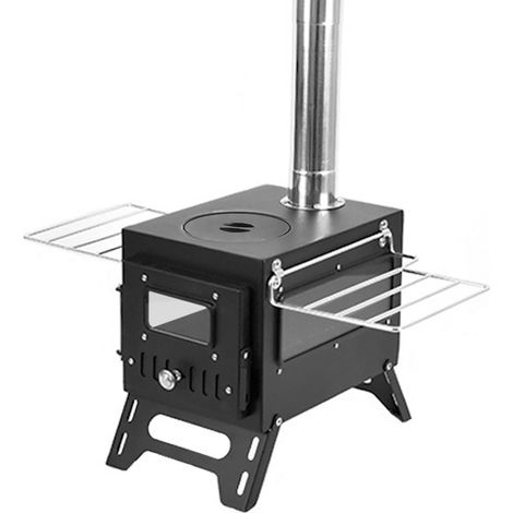 Poêle à bois de camping en plein air Brûleur à bois de chauffage Chauffage pliable en acier inoxydable avec tente Fenêtre à feu Patio Cheminée Cuisson au feu de camp Idéal pour les pique-niques (1/5)