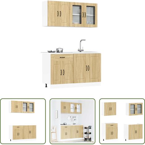 vidaXL Rangement cuisine - Ensemble d'armoires de cuisine 4 pcs Kalmar bois d'ingénierie (1/5)