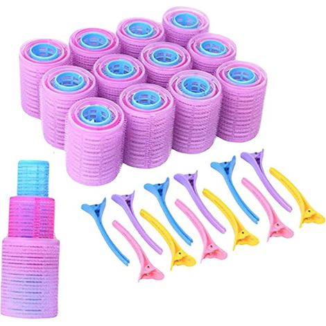 Lot de bigoudis grands, moyens et petits, avec poignée automatique et 12 pinces en plastique pour le salon à domicile, bigoudis, bigoudis en spirale, fers à cheveux pour femmes et filles (1/5)