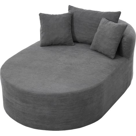 Fauteuil Relax Ovale en Corduroy, Sans Montage, Assise Profonde, Coussin Moelleux, Gris Foncé, 170 × 112,5 × 83 cm (1/5)