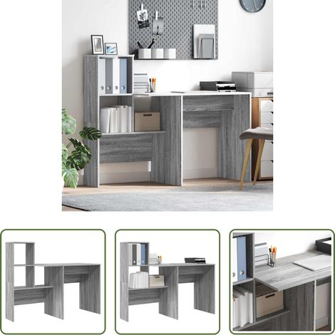 Rangement bureau - Bureau Gris Sonoma 131,5 x 50 x 106,5 cm Bois d'ingénierie (1/5)
