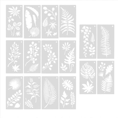 Pochoirs réutilisables en forme de feuilles (16 pièces) pour peinture murale (1/5)