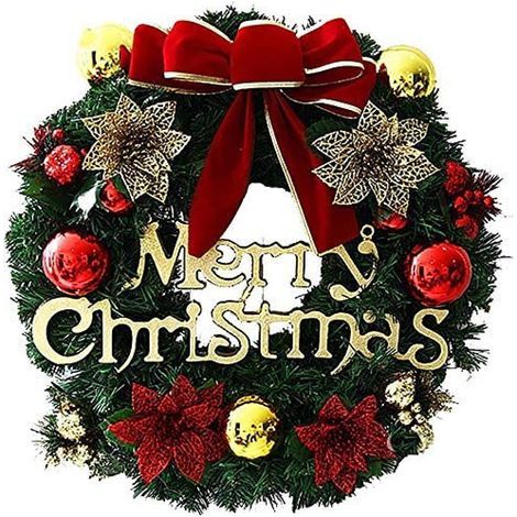 1 Weihnachtskranz, LED-Girlande, Türdekoration, 30 cm, Veranda-Banner, für drinnen und draußen (1/5)