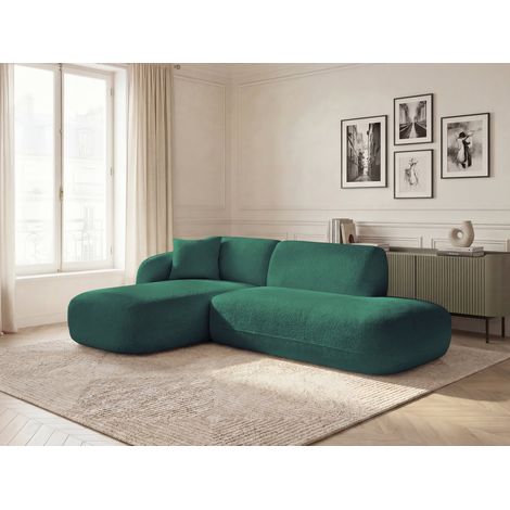 BOBOCHIC - Canapé d'angle fixe modulable ANDA avec 1 méridienne et 1 chauffeuse bout de canapé Angle gauche Vert foncé (1/5)