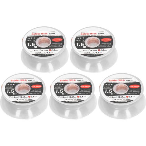 mèches à dessouder - Outil de soudage électronique de précision avancée - Sans nettoyage - Faible résidu - 1,5 mètre - 2,5 mm (1/5)
