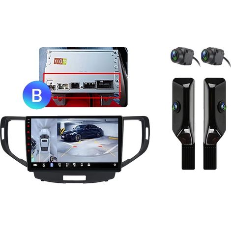 Radio de voiture, compatibilité avec smartphone, contrôle vocal AI, compatible avec Honda Accord 8 2008-2012, 4G-WIFI 6GB-128GB caméra 360 B (1/2)