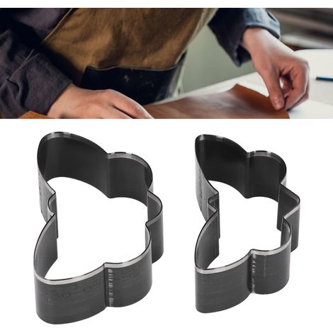 Set aus 2 Stanzmessern mit Schmetterlingsmuster, aus legiertem Stahl, geeignet zur Herstellung von Stanzformen für Leder und Metall. (1/5)