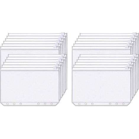 68 bolsas para carpetas con cremallera de 6 agujeros, tamaño A6, fabricadas en PVC transparente e impermeable, aptas para carpetas de 6 agujeros.