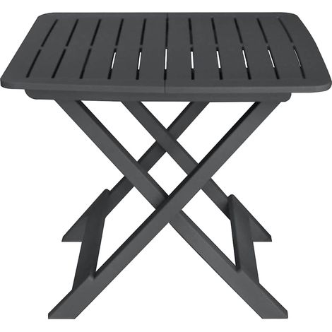 Ensemble Table + 2 chaises de bistro pliable, Set bistrot, Ensemble repas de jardin, Plastique Anthracite OIB7510E (1/5)