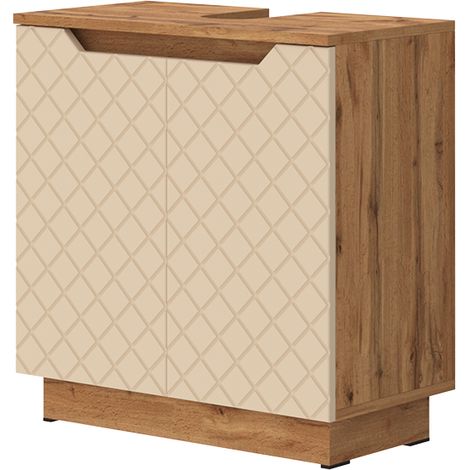 Mueble bajo lavabo Lotta, Roble/cachemira con estructura de azulejos, 58.9 x 62.1 cm con 2 puertas, Vicco (1/5)