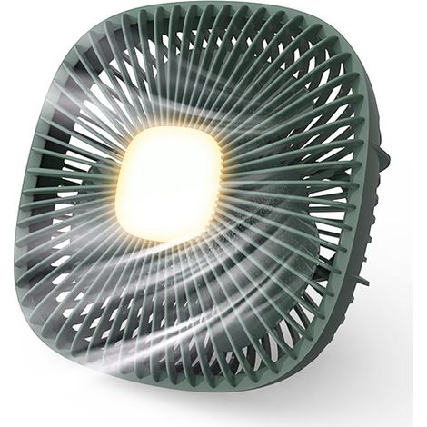 Ventilateur USB - 4 Vitesses - Rotation 360° - Lampe LED Intégrée - Pour Camping Bureau Plein Air - 472 G (1/5)