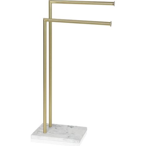 Porte serviette doré effet marbre design élégant pour salle de bain - doré et blanc effet marbre (1/3)