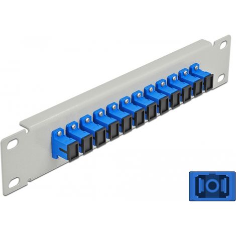 Delock Panel de conexiÃ³n de fibra Ã³ptica de 10 de 12 puertos SC Simplex azul 1U gris