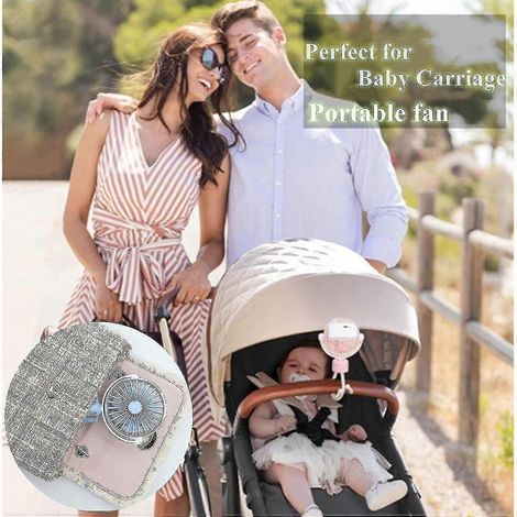 Ventilateur portable à pince pour poussette bébé, ventilateur portatif rechargeable USB (1/2)