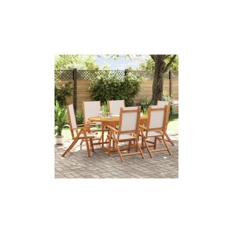 Ensemble à manger de jardin 7pcs bois d'acacia solide textilène (1/5)