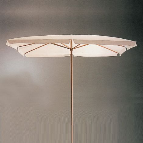 Parasol avec structure en bois a' 8 baleines et plateau en polyester blanc 3x3 me'tres pour jardin exte'rieur