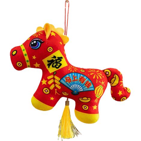 Ornement poupée cheval animal Nouvel An printemps – Déco salon, décoration rouge 13cm (1/5)