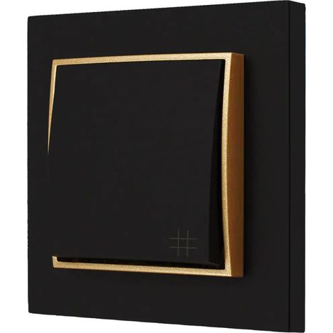 Interruttore a croce con cornice Karlik mini, nero opaco/oro (1/5)