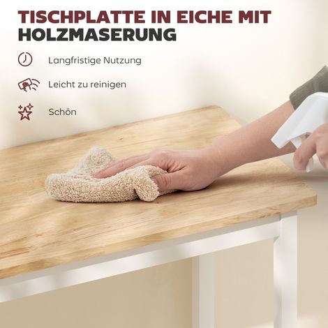 Table de bar chêne effet bois compact, assise pour 2 personnes, bois naturel et blanc (1/5)
