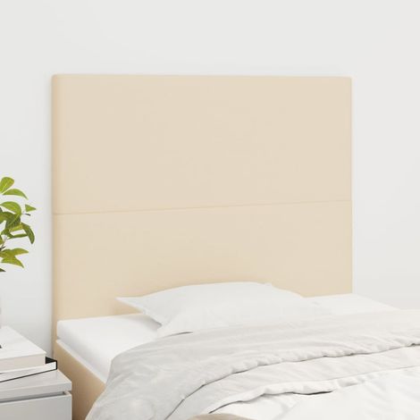 2 pcs Têtes de lit pour lit adulte, Tableau décoratif de chevet Crème 100x5x78/88 cm Tissu SDG37619 (1/5)