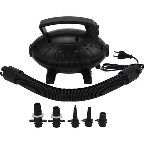 Elektrische Luftpumpe 600 W Hochleistung und leise mit 5 Aufsätzen für Luftmatratzen, Betten und Schwimmreifen. EU-Stecker 220-240 V.