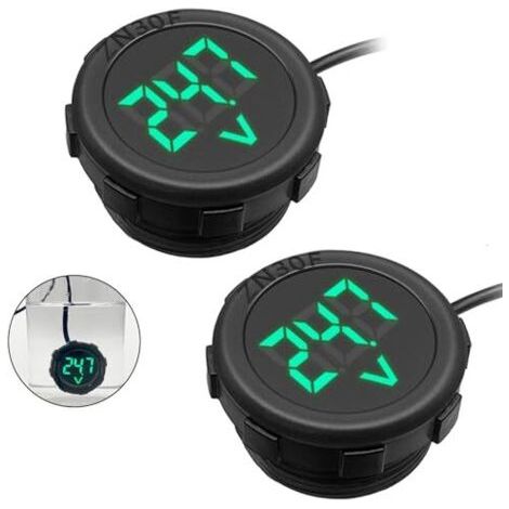 2Pcs DC 4V-100V Afficheur Numérique Voltmètre LED Voiture Étanche Affichage Tension Batterie Testeur de pour Moto, Bateau, Camion, Caravane, marine(Vert) Green - (1/5)