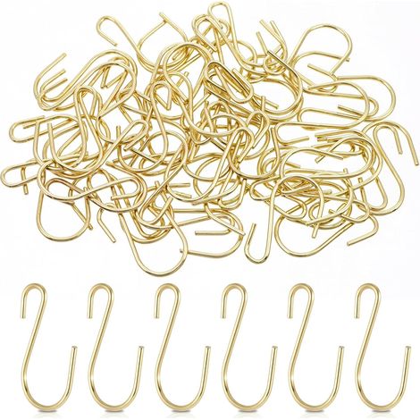 60 pequeños ganchos en forma de S de acero inoxidable chapados en oro, para manualidades, joyería y proyectos de bricolaje. (1/5)