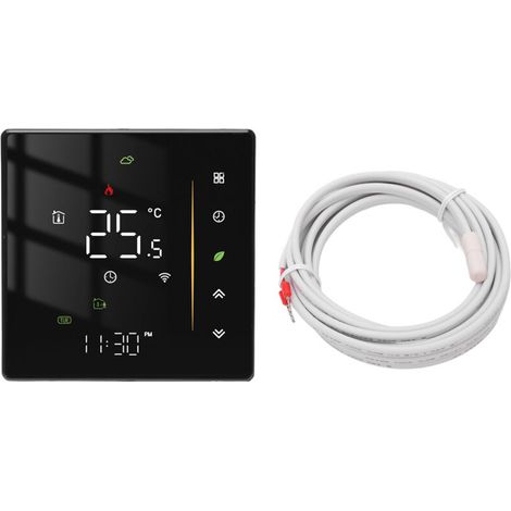 Thermostat intelligent, contrôle professionnel par application WIFI, Programmable pour la maison, 95 à 240vac, noir, pour chauffage électrique au sol (1/5)