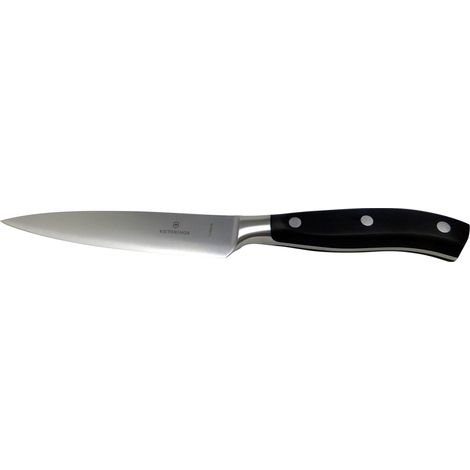 VICTORINOX Victorinox Grand Maître, Couteau de chef professionnel, Lame extra-tranchante, tranchant droit, 15 cm, Manche plastique robuste, Acier inoxydable, noir (7.7403.15G)