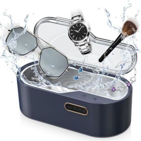 Nettoyeur à ultrasons, 450 ml, nettoyeur à ultrasons, 45 kHz, 4 modes de nettoyage de la minuterie pour lunettes, montres, boucles d'oreilles, prothèses dentaires, pièces de monnaie, bijoux, bagues (1/5)