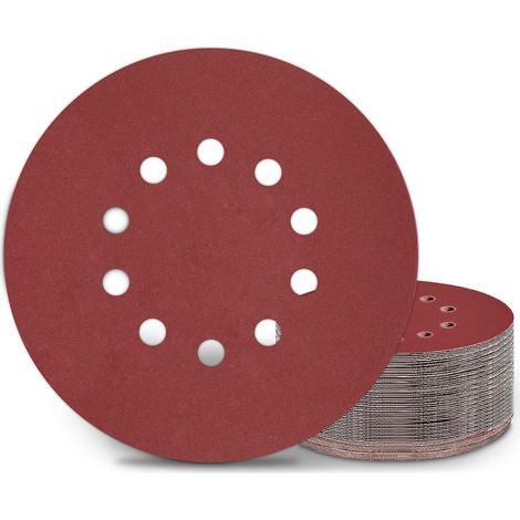 225 mm Schleifscheiben, 25 Stück, Körnung P220, 10 Löcher, 225 mm, runde Schleifscheiben, Schleifpapier für Schleifmaschine