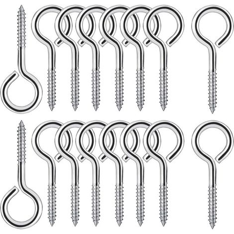 25 Pièces M4 Piton à Visser en Acier Inoxydable 304 - Vis Mouton Oeil Rond Auto Taraudeuse à Anneau - Crochets à Oeil Boulon à Œil Piton 50mm (1/5)