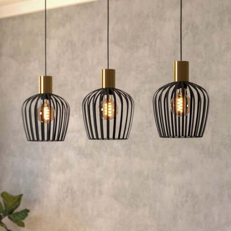 [GEBRAUCHT] B-Ware Eglo Hängelampe Hängeleuchte Empoli LED Pendelleuchte dimmbar schwarz messing (1/2)