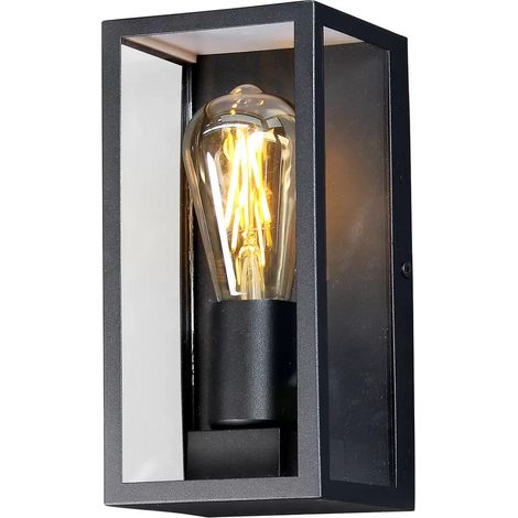 [NEUWERTIG] B-Ware Eco Light Außenwandleuchte Karo Aluminium Glas Schwarz Wandlampe Lampe Leuchte
