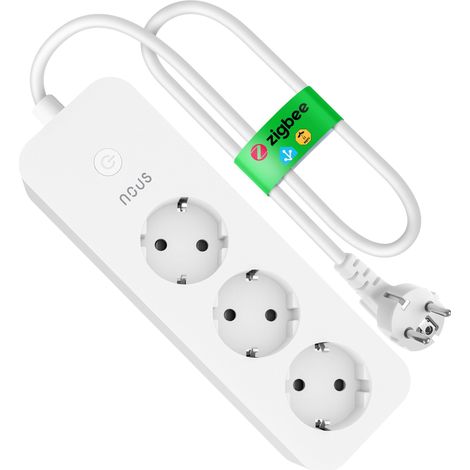 BARRE D'ALIMENTATION ZIGBEE 16A, HUB ZIGBEE REQUIS, MULTIPRISE 3 PRISES AVEC SUIVI ÉNERGÉTIQUE, CÂBLE 1,8 M, CONTRÔLE VIA APPLIC