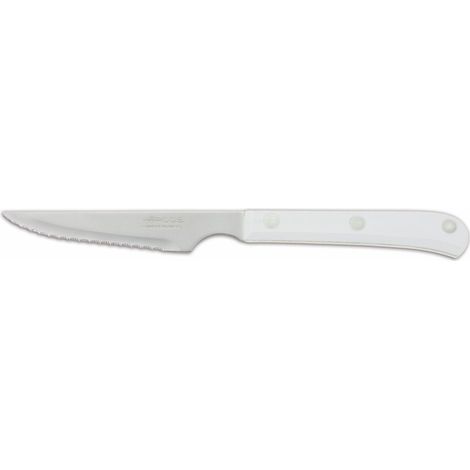 Arcos Coltello da bistecca in acciaio inox, manico in poliossimetilene, bianco, 115 mm. Coltello a lama seghettata, sottile e resistente. Utilizzato per tagliare senza fatica bistecche e carne leggerm