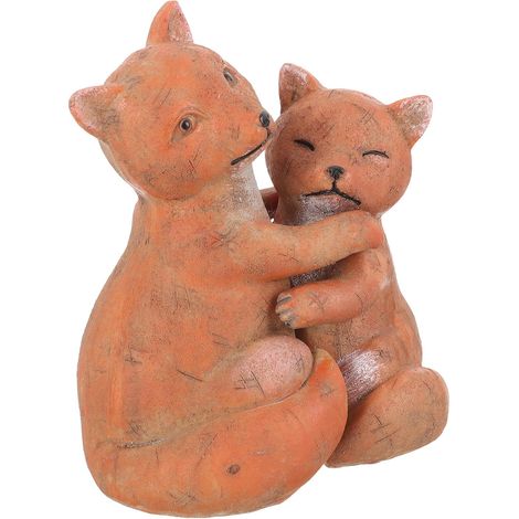 Sculpture en Résine Couple Renard Décoratif Figurine Artisanale pour Décoration Intérieure et Extérieure Ornement Romantique pour Maison Bureau et Jardin Présent Couple (1/5)