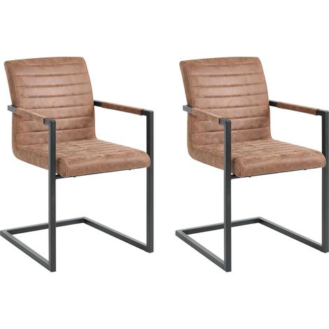 Set of 2 Conference Chairs BUFORD Faux Leather Brown (1/5)
