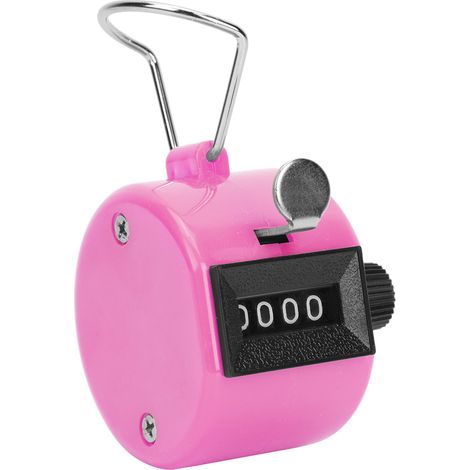 Compteur manuel BERM à 4 chiffres avec bouton de réinitialisation en plastique et crochet (rose) (1/5)
