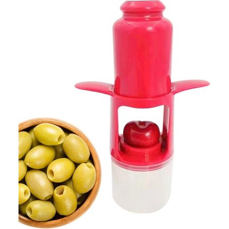 Snocciolatore per ciliegie, strumento per la preparazione della frutta, lavabile in lavastoviglie, 9 x 4,5 x 13,5 cm, rosso (1/5)