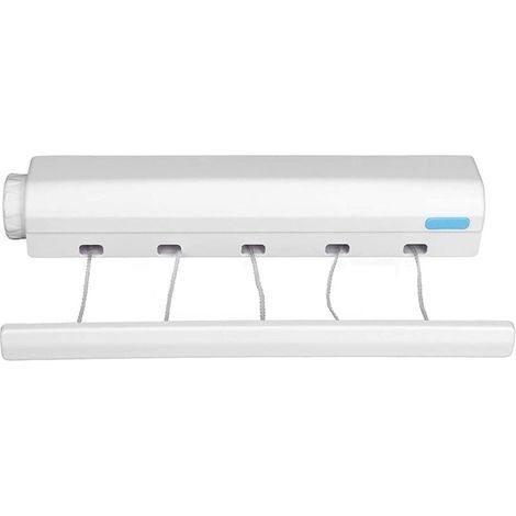 Corde à Linge RéTractable TéLescopique IntéRieur ExtéRieur Fixé au Mur Ligne SèChe-Linge Corde de SéChage Cintre (5 Lignes) (1/5)