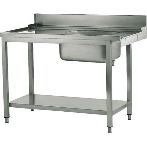 Table d'Entrée Inox Gauche avec Évier à Droite pour Lave-Vaisselle à Capot - Virtus