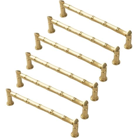 BEBUSINGOTO 6-teiliges Set Küchenschrankgriffe aus gebürstetem Messing, Griffe aus gebürstetem Messing, goldene Möbelgriffe, Schrankgriffe, Küchenschrankgriffe, 128 mm Lochabstand (1/5)