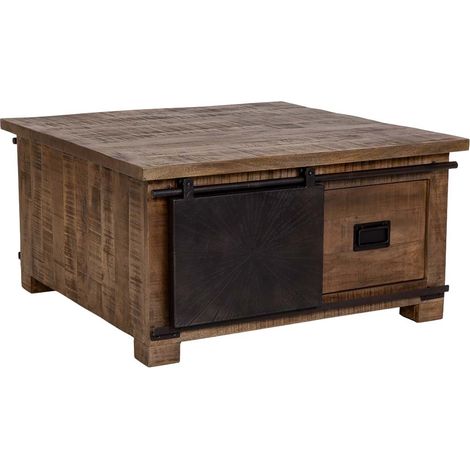 Mesa de centro de madera marrón 90x90x46h cm