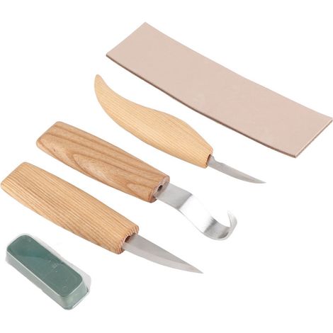 Set de 5 outils de sculpture sur bois à main : gouges, couteau et kit gravure cuillère (1/5)
