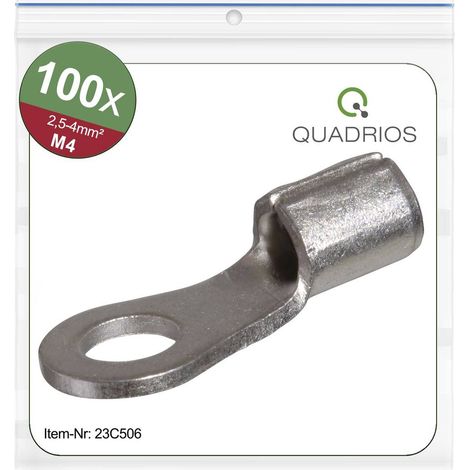Quadrios 23C506 Capocorda ad anello Sezione Max=4 mm² Ø foro=4.3 mm Non isolato 100 pz. (1/5)