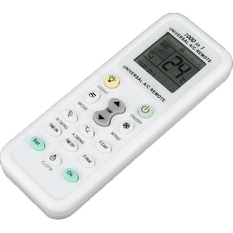 Mando a distancia universal para aire acondicionado con pantalla LCD – Ajustes con un solo clic – Compatible con múltiples marcas – Largo alcance