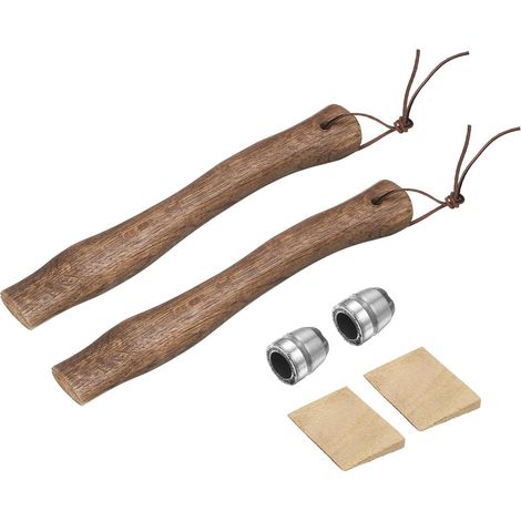 2pcs Replacement Wooden Axe Handle 13" Universal Hickory Axe Handle with Wooden Corner and Round for Axe Camping Gardening (1/5)